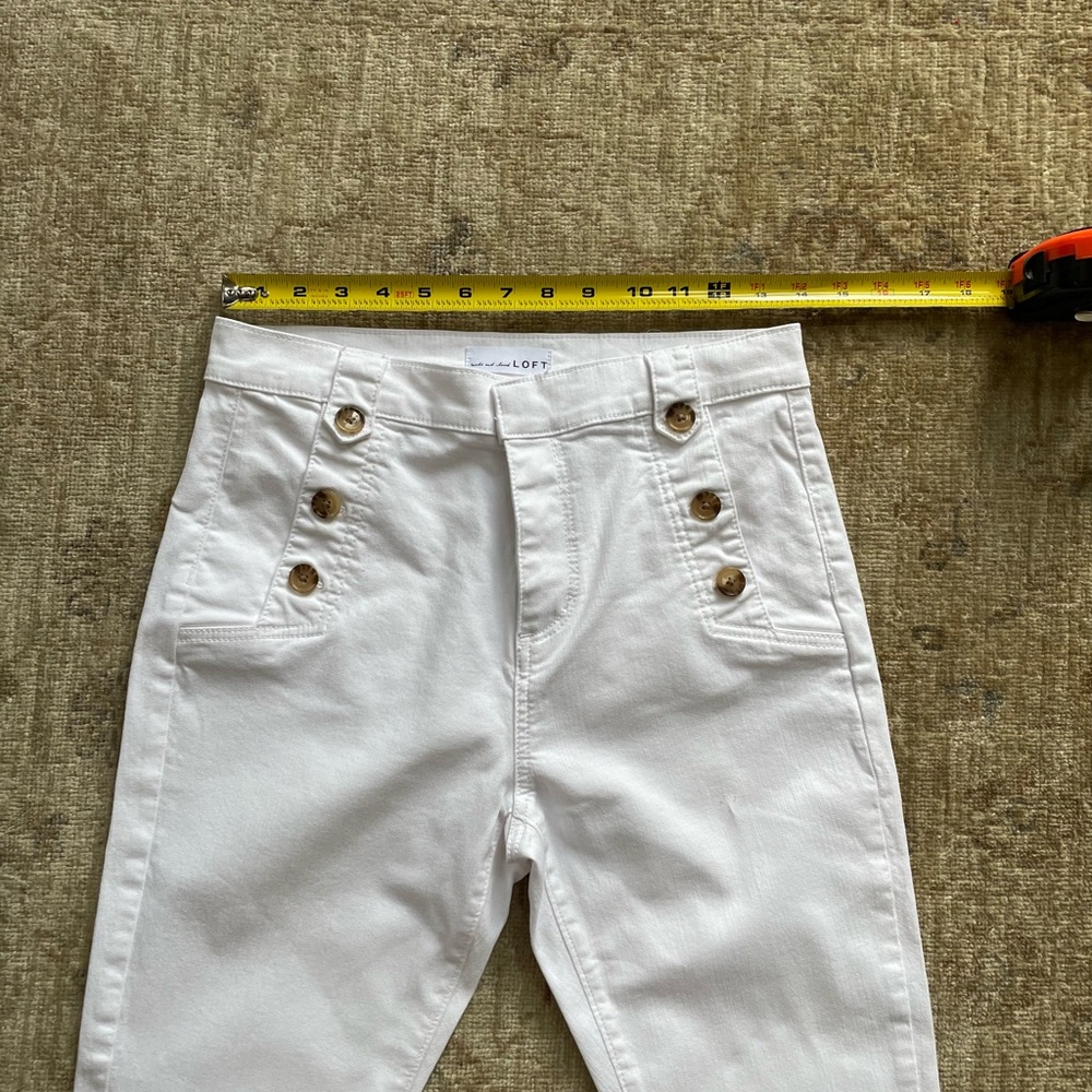 LOFT  White Jeans with Front Buttons - Picture 9 of 13